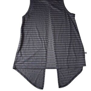 Lululemon Purple Mauve Black Striped Open Back Tank Top.  Loose. Size Women's M.